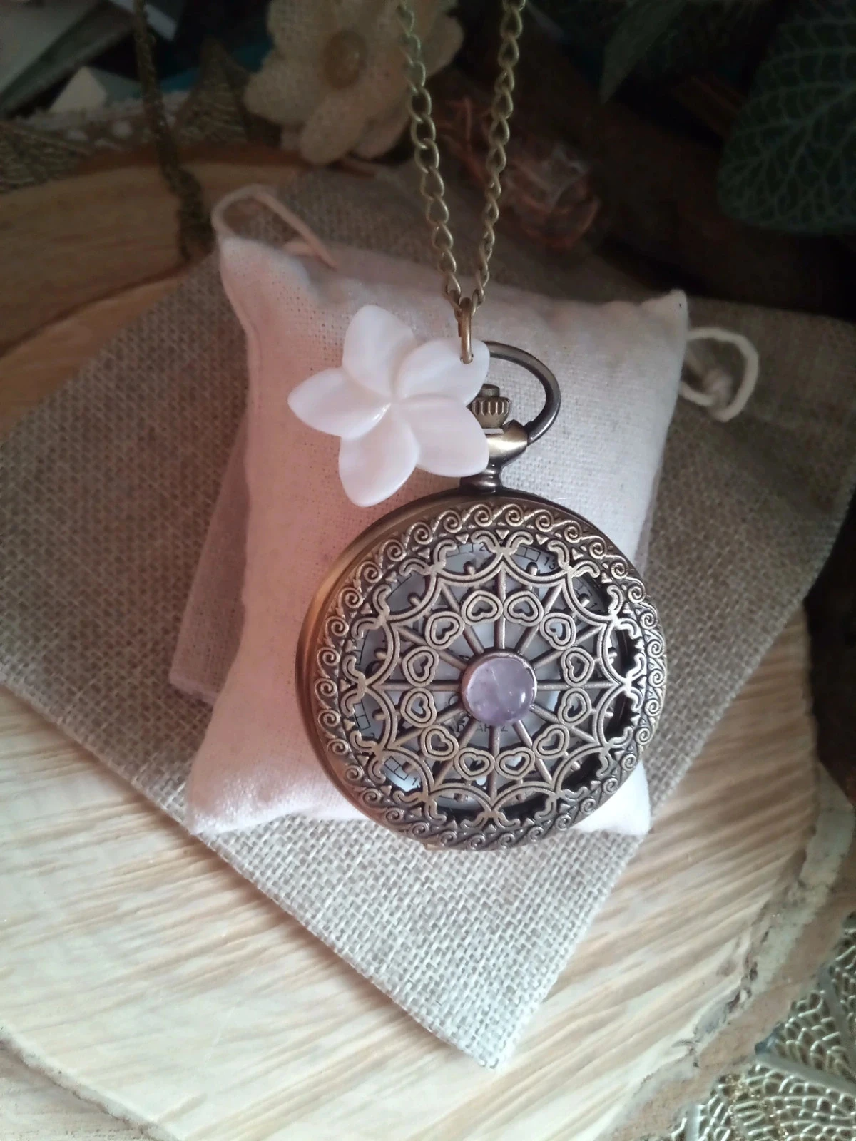 Collier sautoir montre avec pierres naturelles – photo 2